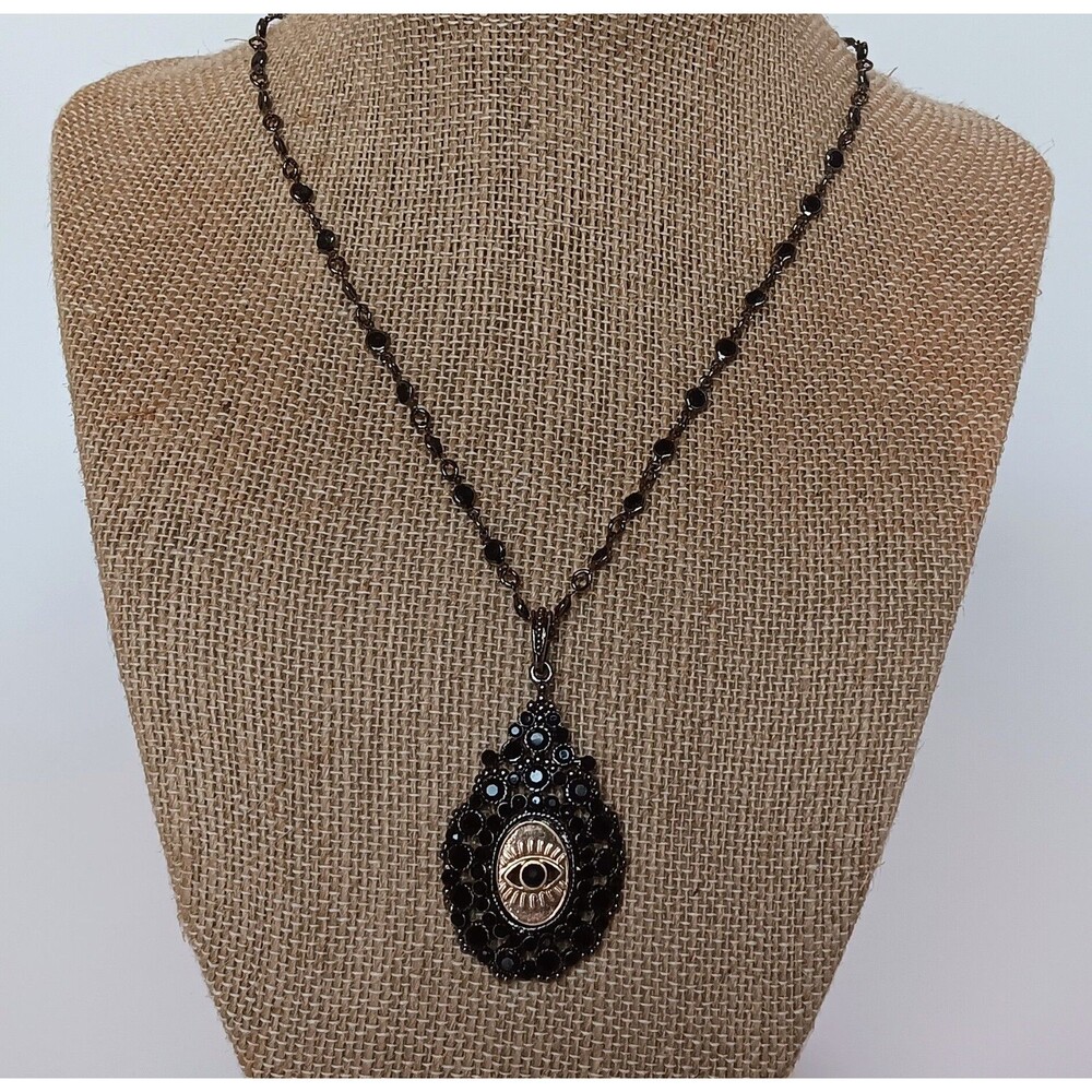 Reworked Monet Gothic Gunmetal Goldtone Black Rhinestone Necklace